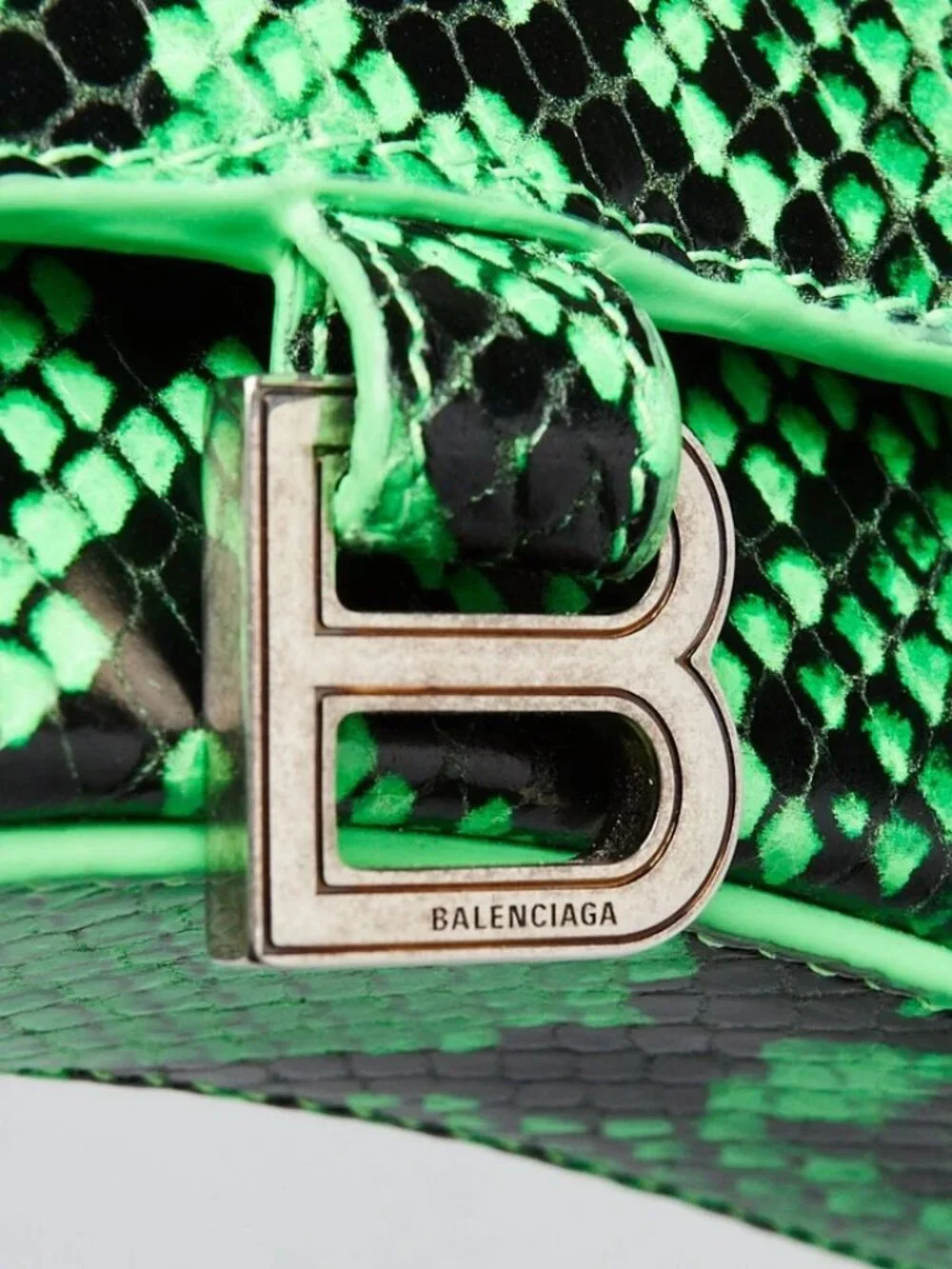 Balenciaga Green/Black Faux Python Leather Hourglass Mini Top Handle Bag - Picture 4 of 11